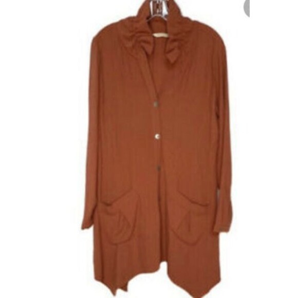 Soft Surroundings Top Womens XS Plein Art Tunic Ruffle Collar Button boho casual - Picture 2 of 9